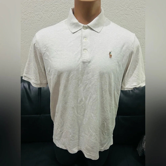 L Ralph Lauren Mens Polo Classic Fit Polo, American Heather size L - Picture 4 of 14